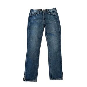 Paige “Hoxton Ankle Peg” Jeans, Medium Wash, lightly distressed